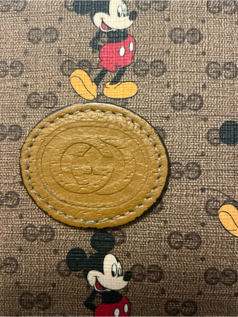 Gucci X Disney Mickey Mouse Crossbody Bag Authentic GG Coated Canvas Preowned - Picture 5 of 11